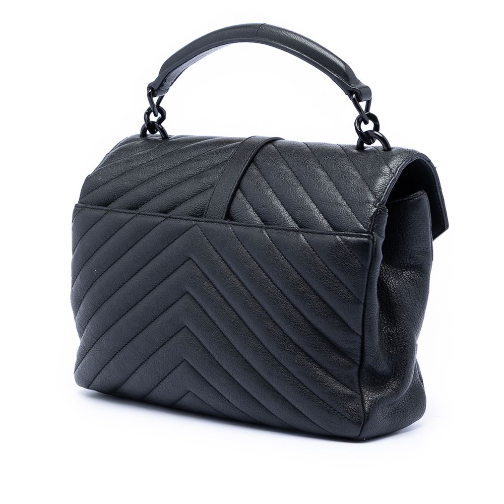 Pre-Loved Saint Laurent Medium Chevron Sheepskin Monogram College Satchel - Picture 2 of 7